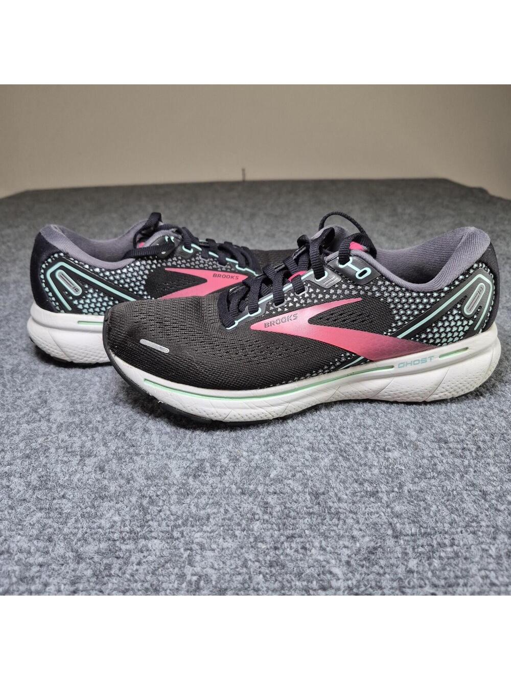 Brooks Ghost 14 Women's Running Shoes Black Pink Mint Size 8 Athletic track